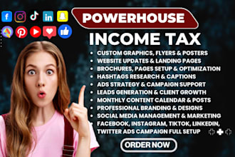 income tax social media marketing manager landing page preparation leads website