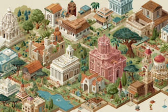create isometric vector illustrations, infographics and maps