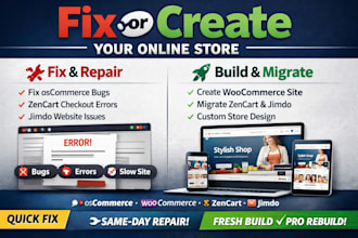 create woocommerce website, fix oscommerce, zencart, jimdo store design