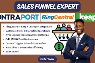 integrate ringcentral keap ontraport for  crm marketing automation landing page