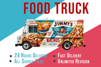 do professional food truck or trailer wrap design for catering