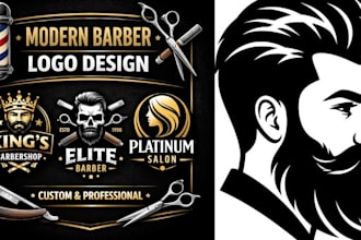 design modern barber, barbershop and salon logo design