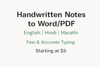 type handwritten notes into clean PDF or word format