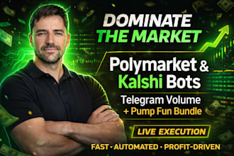 create polymarket kalshi bot, volume telegram trading bot, pump fun bundle bot