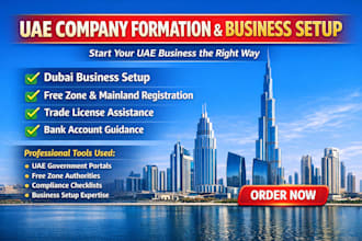 do uae company formation business setup trade license free zone and bank support