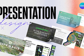 design presentation pitch deck google slides, figma or canva