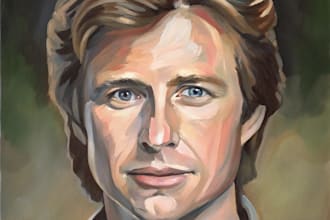 realistic digital oil painting, portrait drawing from  photo