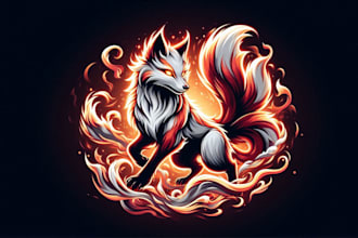 make an amazing fierce and mystical kitsune sport mascot logo design in one day