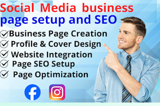 create SEO optimized facebook and instagram business pages