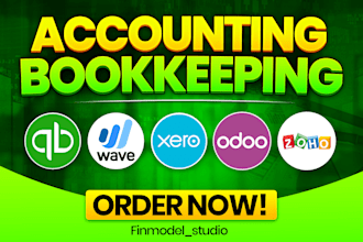 do accounting and bookkeeping in quickbooks online, wave, xero, odoo, zohobooks