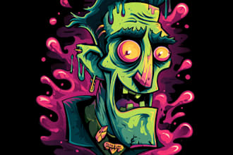 vintage fantasy horror fun cartoon character for logo