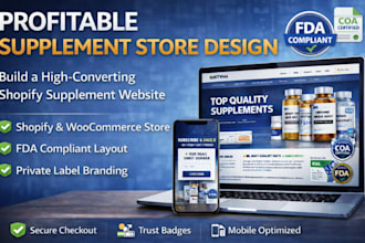 build supplement shopify store peptide website sarms website nutraceutical store