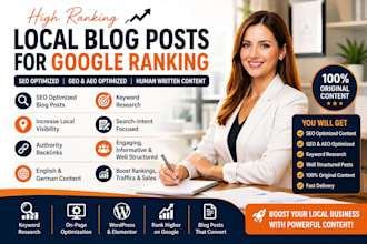 do local surfer SEO management article and blog post writer for your business