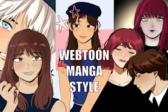 draw webtoon or manga style characters and illustrations