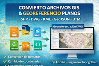 convertir archivos gis, georreferenciar planos dwg o transformar shp, kml, geojs