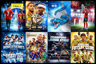 design sports graphics, posters, flyers, football, nba, NFL, nhl, soccer, ufc