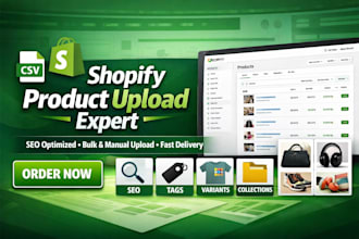 upload products to shopify store with SEO optimization and variants