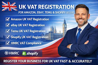 do uk vat registration for amazon, ebay, temu shopify seller