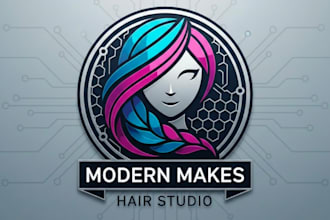 make modern girls hair style mascot logo design with 1 day delivery