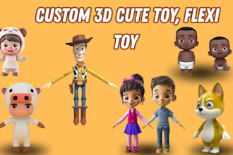 design 3d cute toy character, flexi toy, action figure for 3d printing