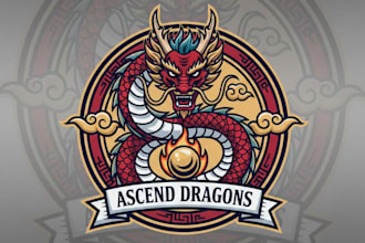 draw asian dragon mascot logo design with 1day delivery