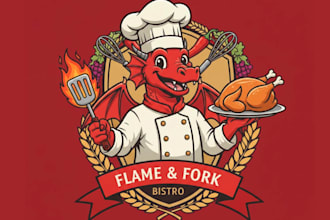 create asian fusion restaurant mascot logo design with your company