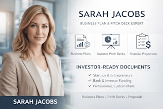 develop business plan for startup, investor, business proposal with pitch deck