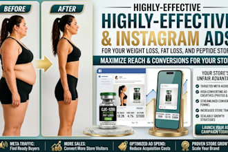 create facebook and instagram ads for weight loss fat loss and peptide store
