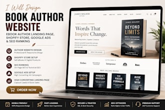 design book author website ebook author landing page children book shopify store