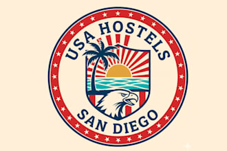 design wonderful USA hostels san diego logo design with 1 day delivery