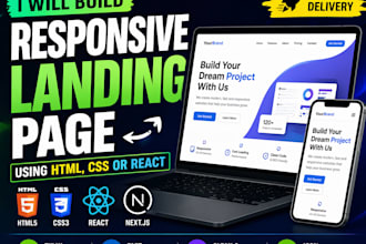 create responsive react or nextjs startup website