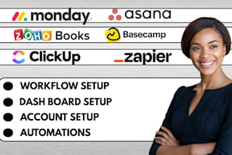 set up zapier basecamp zoho books asana monday crm clickup