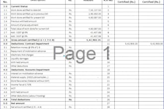 prepare professional construction running bill and boq