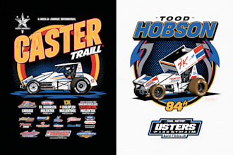 design modern racing car logo and custom t shirt design for your brand