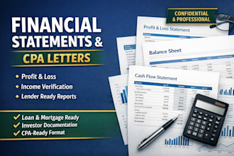 prepare financial statement profit and loss cpa letter income verification