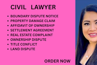 handle property damage claims, land disputes, tittle and ownership conflicts