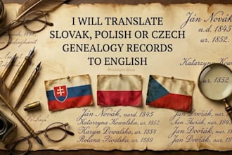 translate slovak, polish or czech genealogy records to english