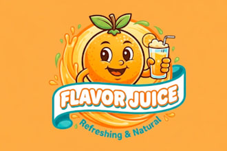 create orange flavor juice mascot logo design with your company