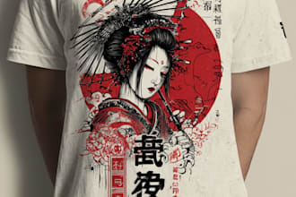 make a japanese t shirt illustration