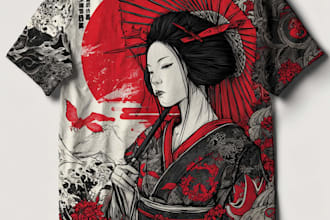 create a japanese t shirt illustration