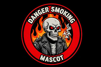 design amazing danger smoking mascot logo design with 1 day delivery