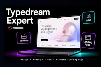 design or redesign your typedream website, portfolio and landing page with SEO