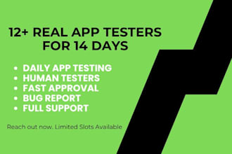 provide 12 testers closed testing 20 testers google play mobile app 12 app test