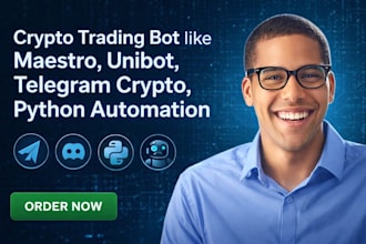 do crypto trading bot like maestro, unibot, telegram crypto, python automation