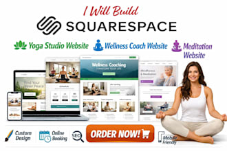 build yoga studio wellness coach meditation gym booking squarespace wix website