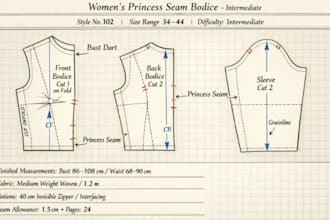 create custom sewing pattern with grading, sewing instructions and seamless file