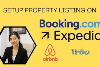 setup property listing  on airbnb,vrbo, bookingcom,