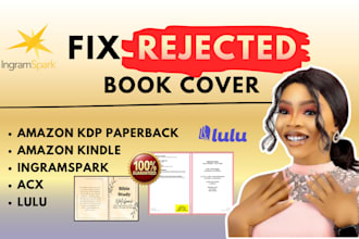 fix rejected book cover, format resize for amazon KDP, fix book cover design