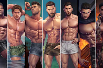 draw bara art, hairy gay bear, gay bara, muscle man, chubby, daddy, oc comic