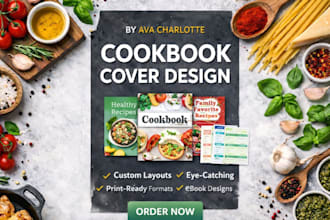 design cookbook cover or recipe book cover design